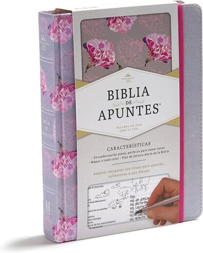 BIBLIA DE APUNTES TELA GRIS FLOREADA
