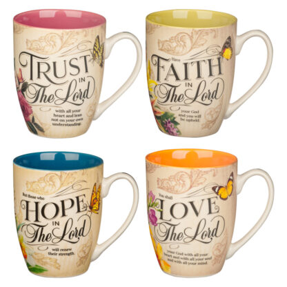 SET DE 4 TAZAS FE, ESPERA, CONFIA Y AMA - Image 3