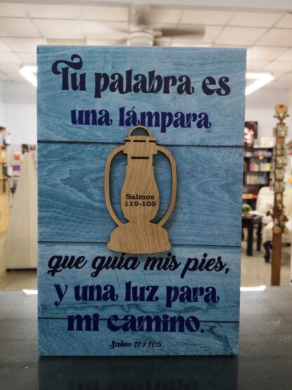 CUADRO MADERA TU PALABRA ES UNA LAMPARA - Image 2