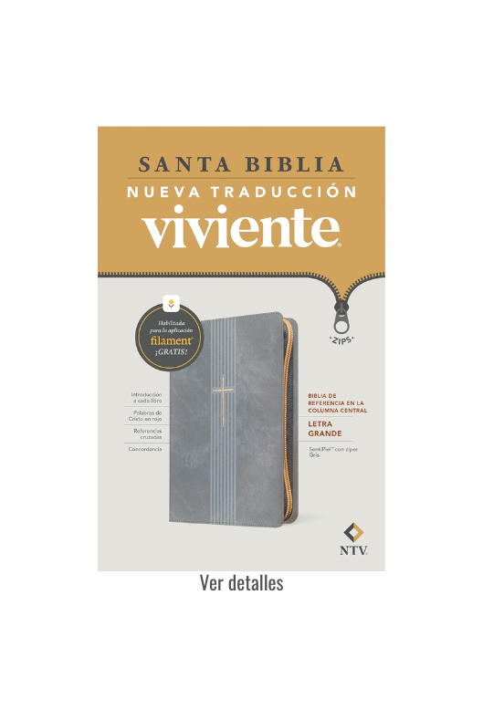 BIBLIA NTV LETRA GRANDE GRIS CON CIERRE