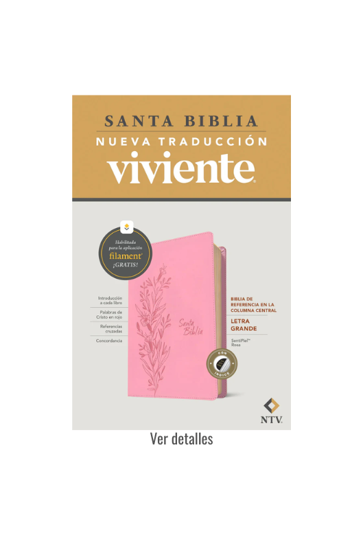 BIBLIA NTV LETRA GRANDE ROSA CON CIERRE