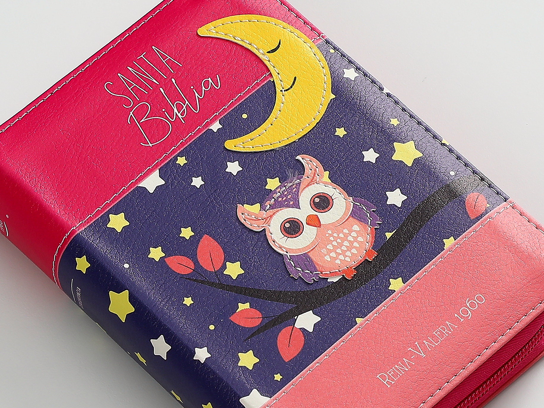 BIBLIA RV1960 CORAL BUHO CON ZIPER - Image 3