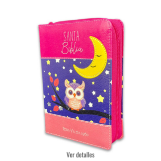 BIBLIA RV1960 CORAL BUHO CON ZIPER
