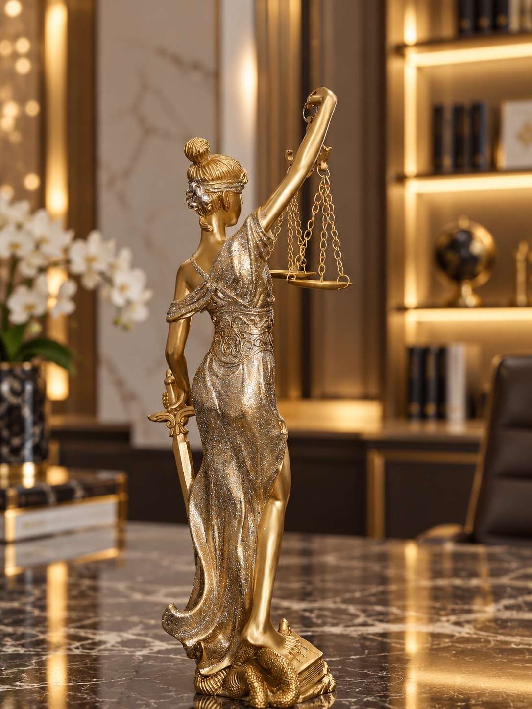 ESTATUA DAMA DE LA JUSTICIA DORADA 30 CM - Image 2